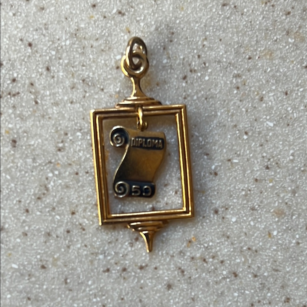 Gold tone Diploma Charm Pendant 1959